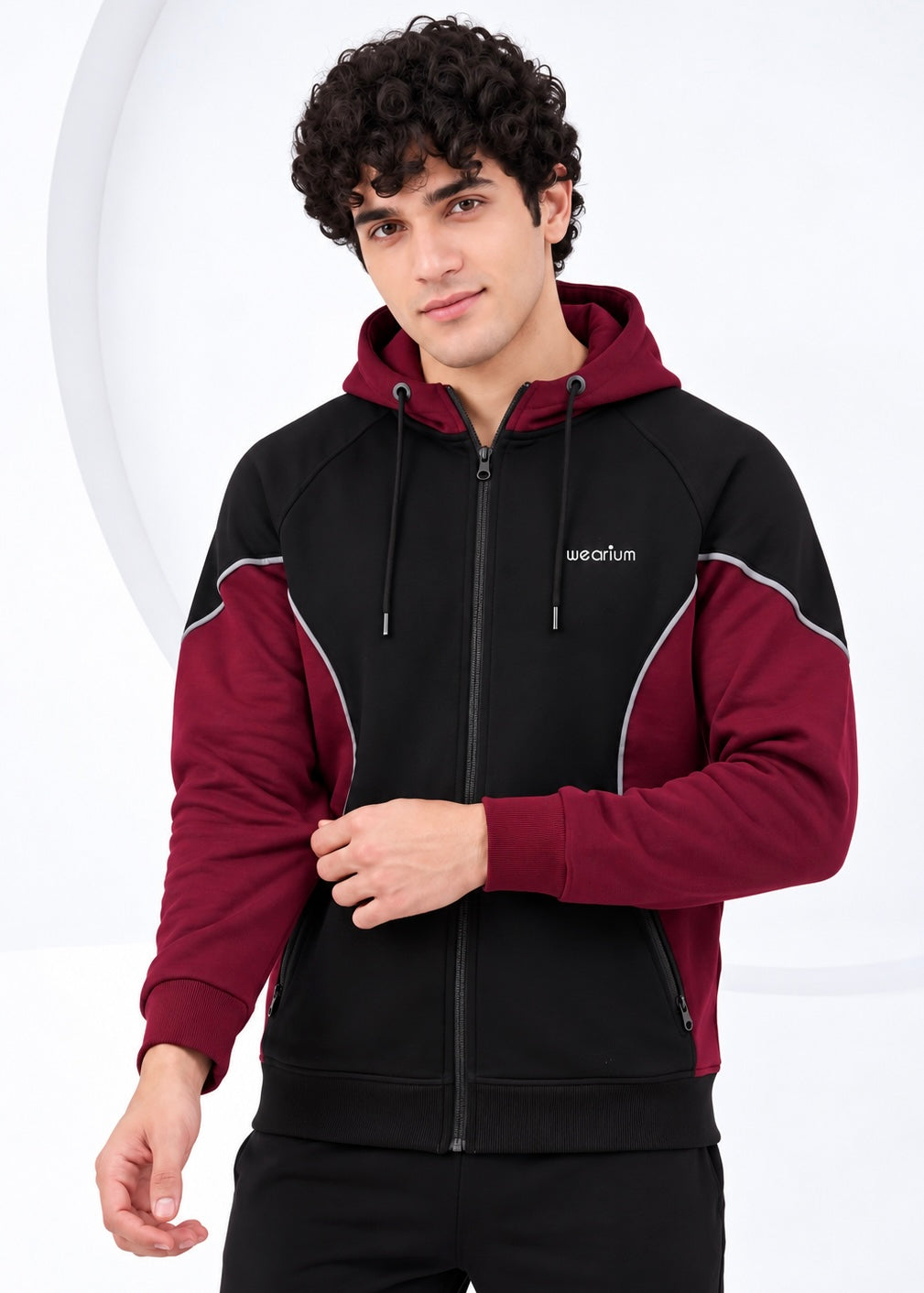 Crestline Zipper - Premium Cotton Black/Maroon