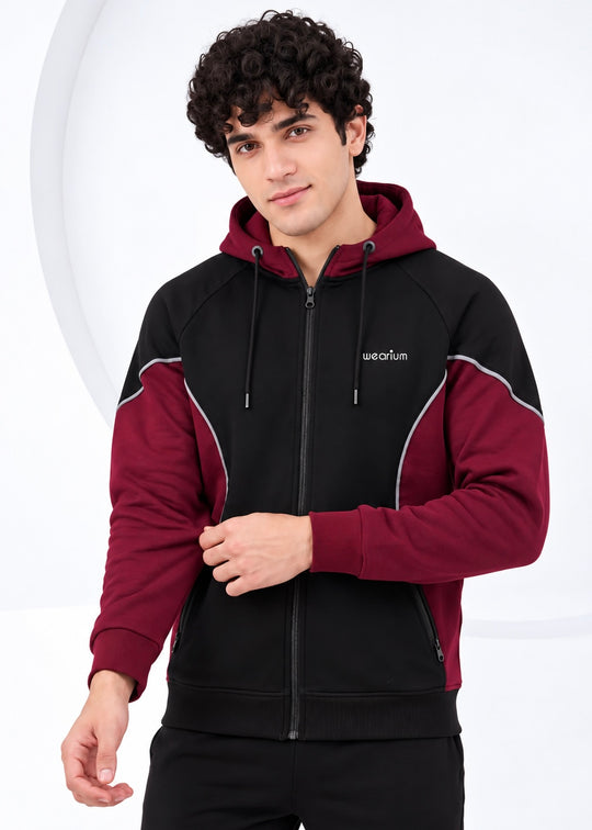 Crestline Zipper - Premium Cotton Black/Maroon