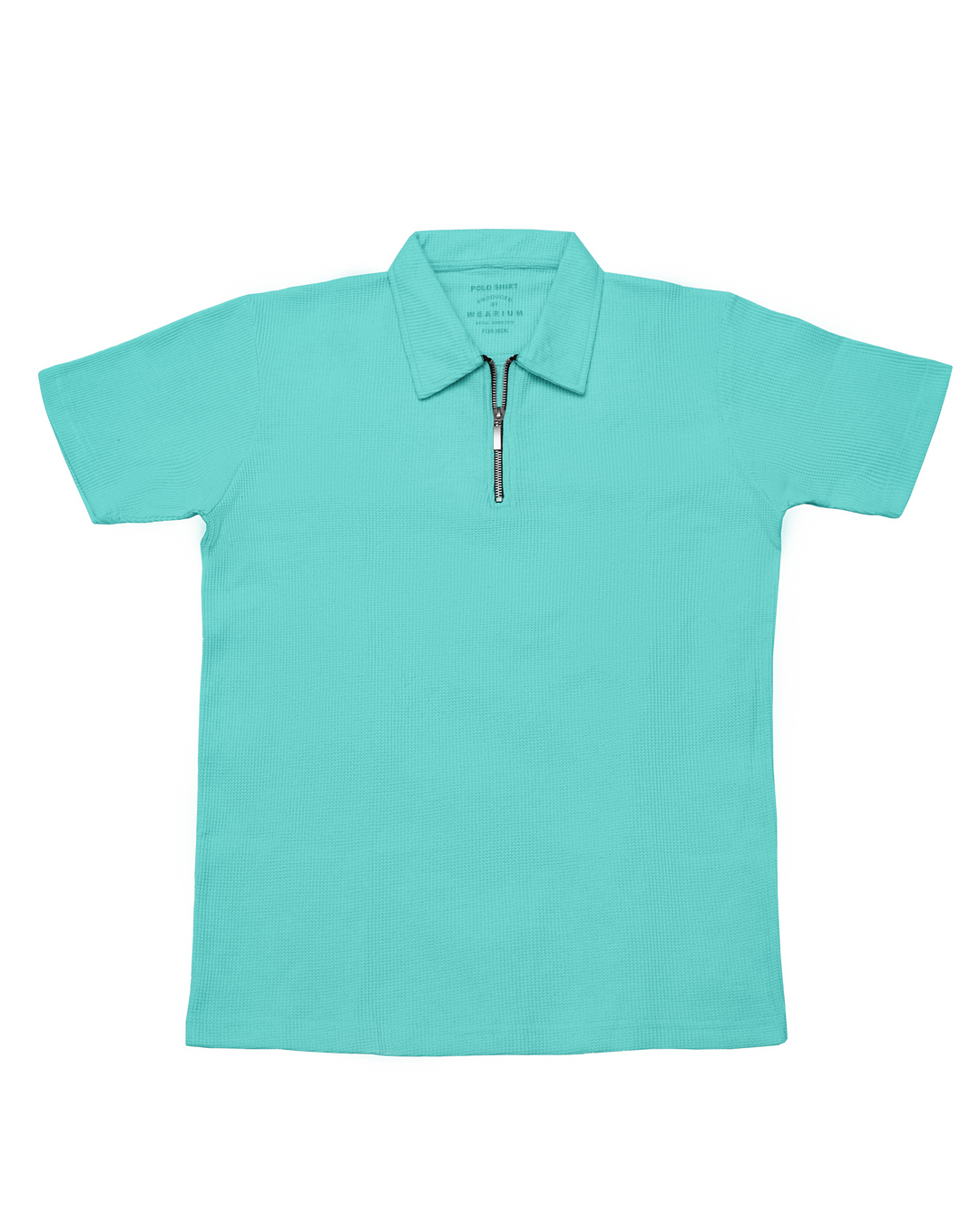 Waffle Knit Zip Polo - Mint Green