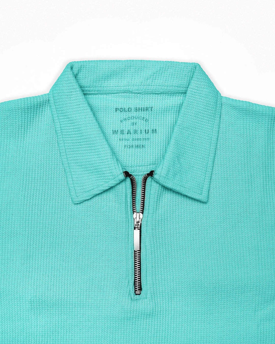 Waffle Knit Zip Polo - Mint Green