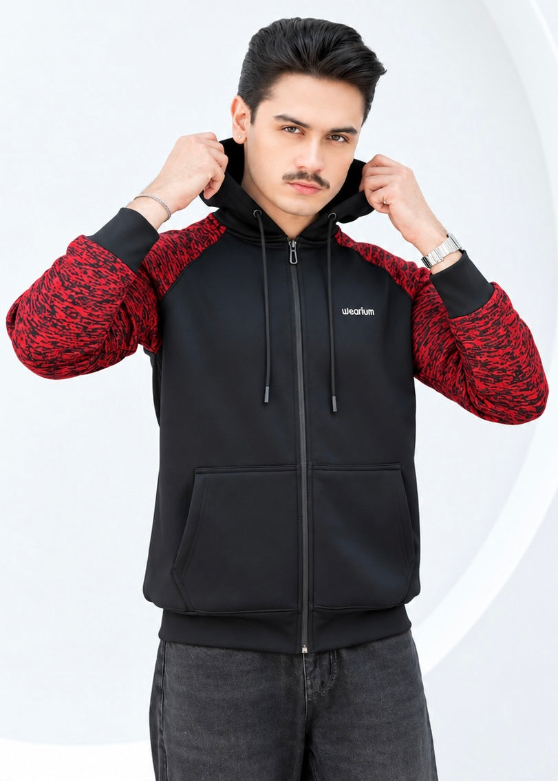 Contrast Roma ZipUp - Premium Black Maroon