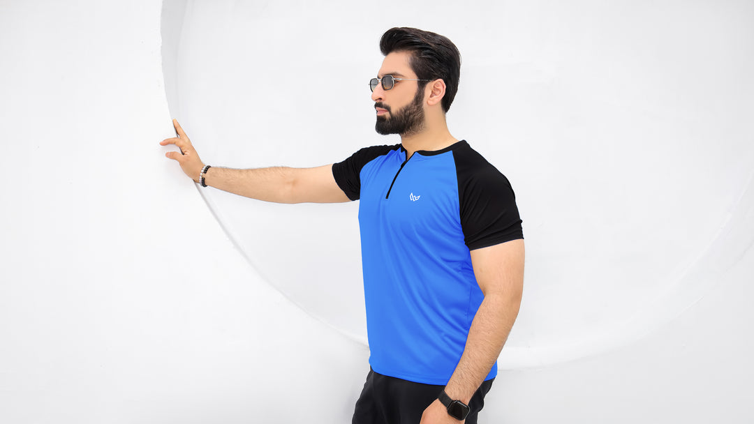 Velocity Zip Tee - Royal/Black