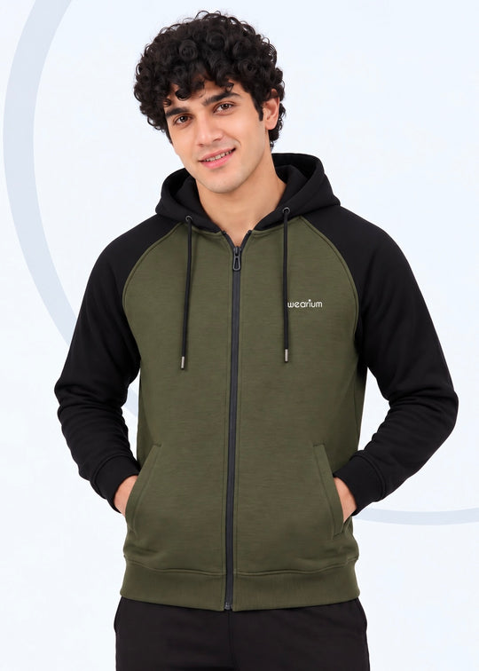 Core Contrast Premium Cotton – Olive Green & Black