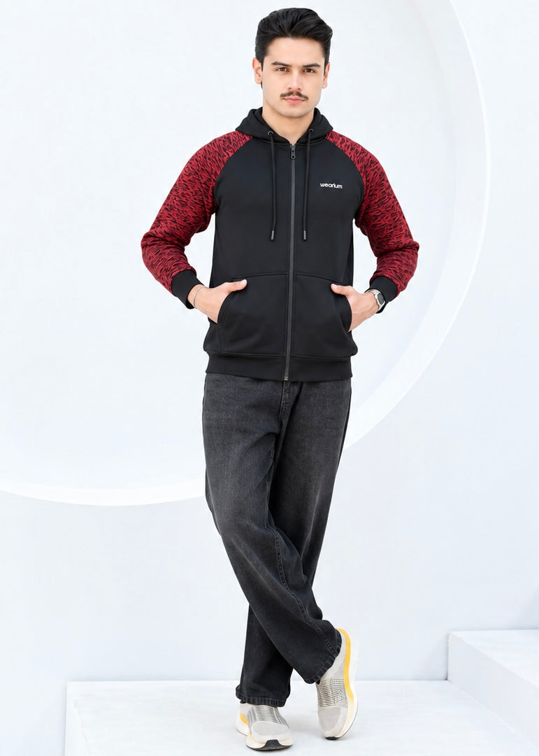 Contrast Roma ZipUp - Premium Black Maroon
