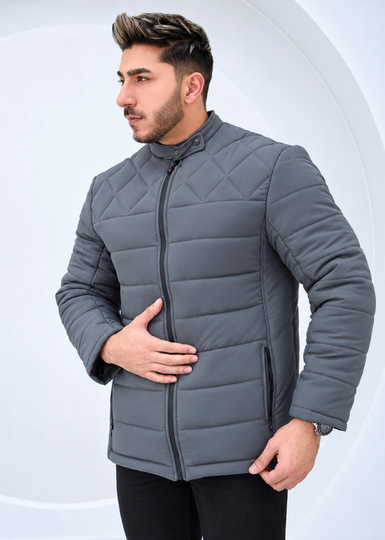 Diamond Quilted Jacket - Grey