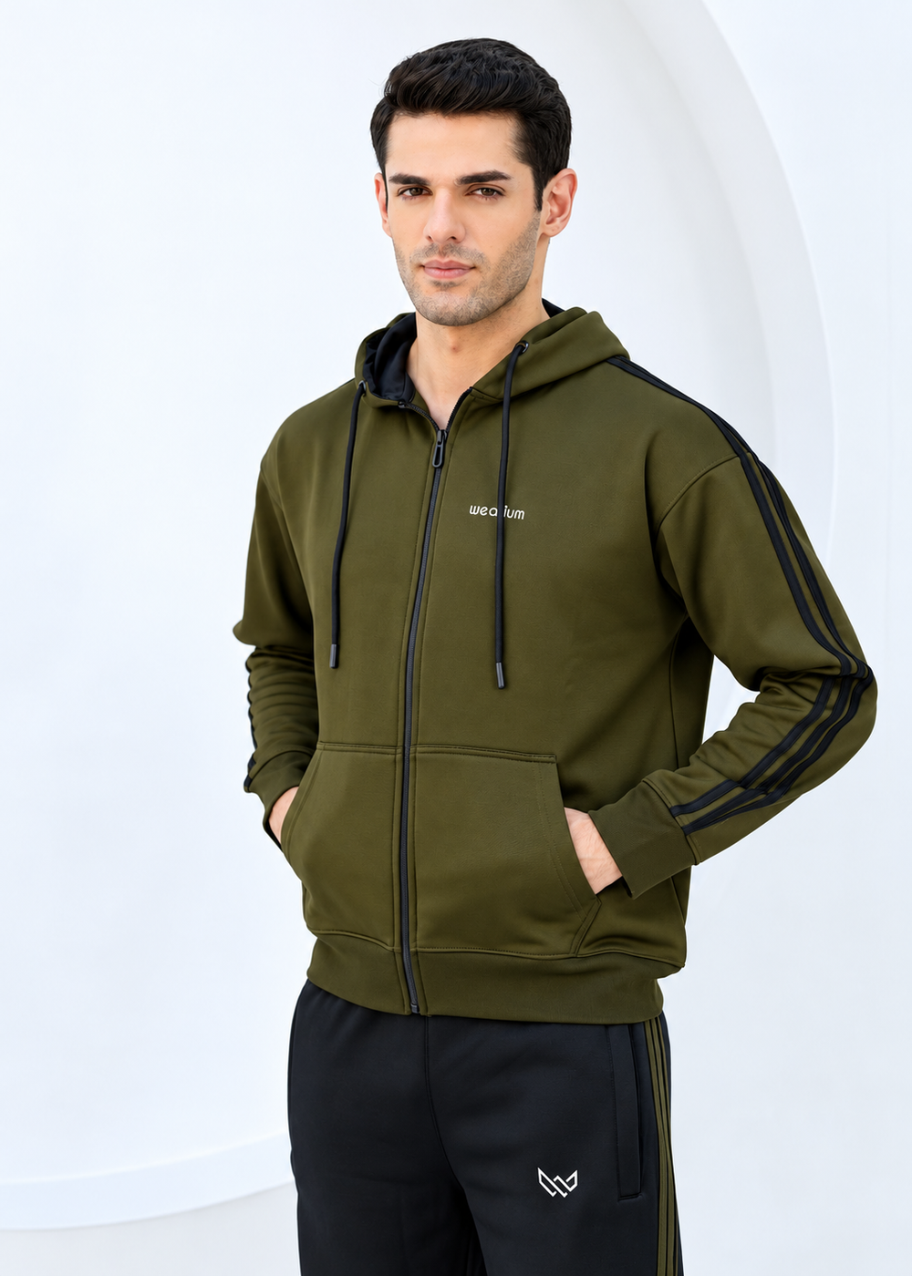 Olive Black Tri-Liner - Winter Tracksuit