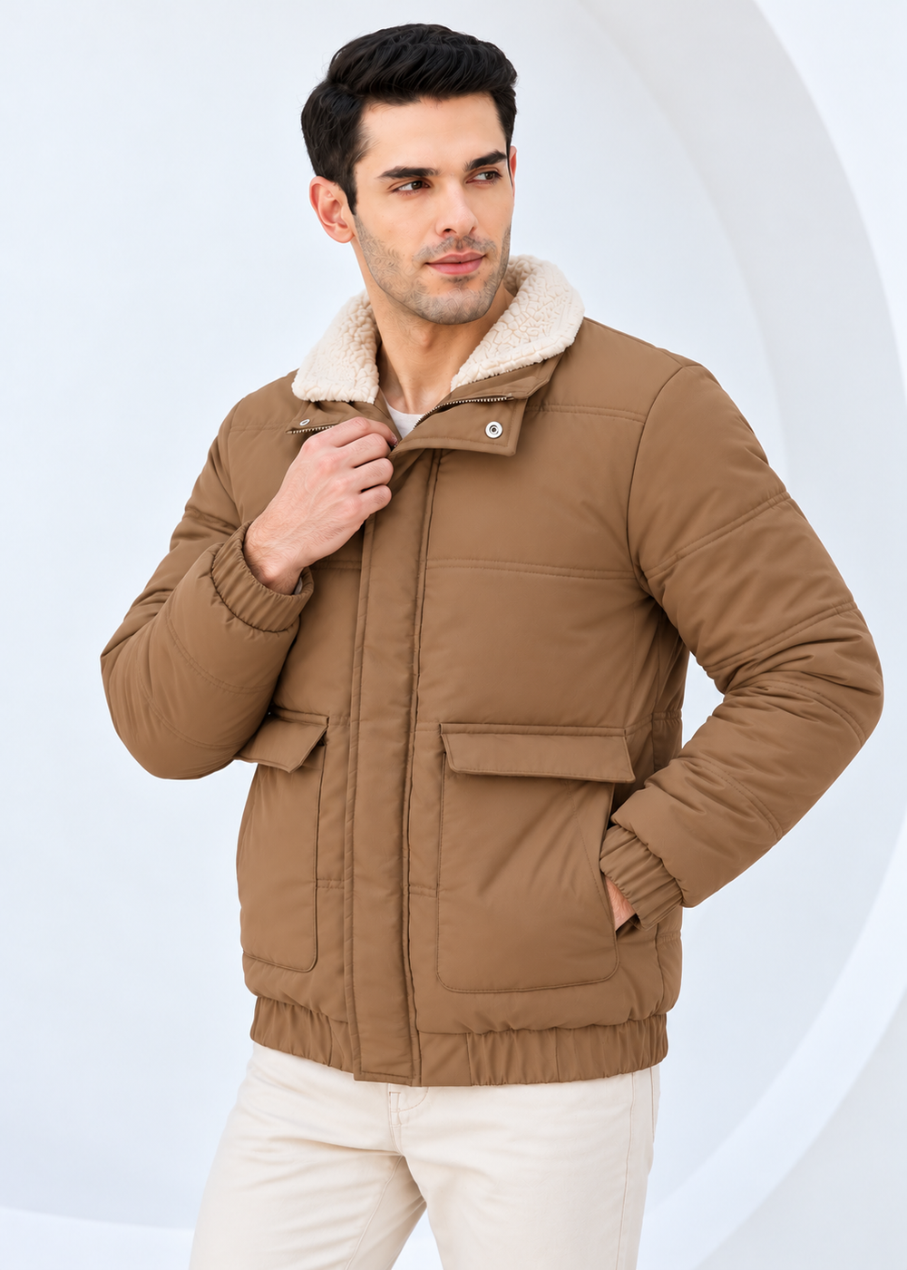 Camel Sherpa Sheild Jacket - Twin Needle