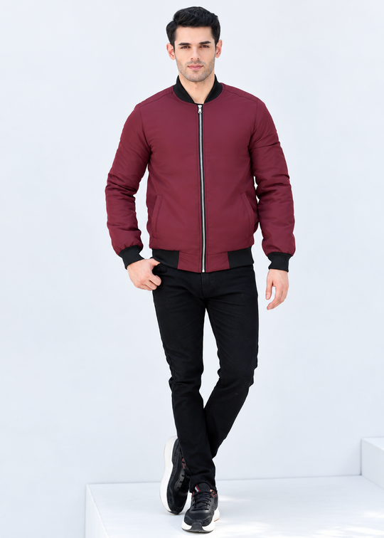 Burgundy Black Trim Jacket - Superior Quality