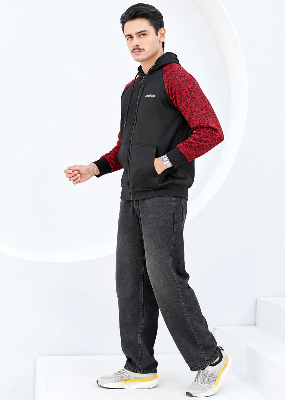 Contrast Roma ZipUp - Premium Black Maroon