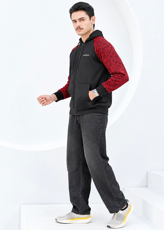 Contrast Roma ZipUp - Premium Black Maroon