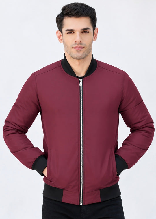 Burgundy Black Trim Jacket - Superior Quality