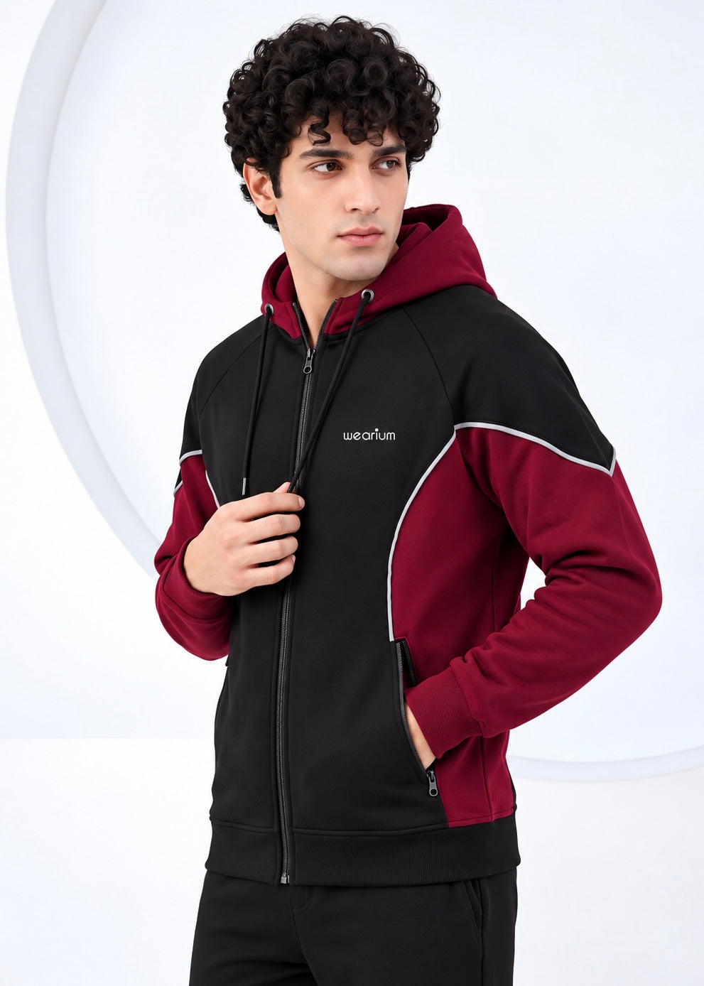 Crestline Zipper - Premium Cotton Black/Maroon