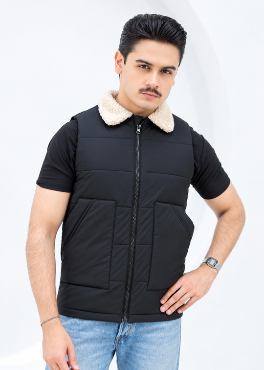 Shearling Collar Classic - Black Vest