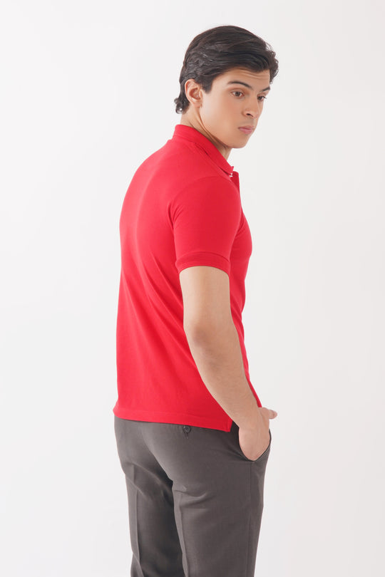 Crimson Red Basics Polo