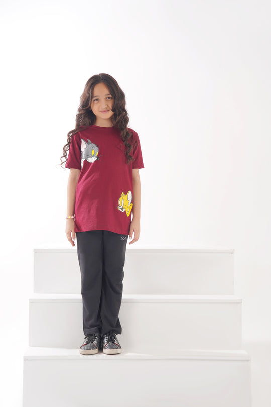 Tom & Jerry - Maroon Cotton Twinset