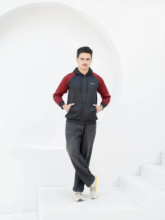 Contrast Roma ZipUp - Premium Black Maroon