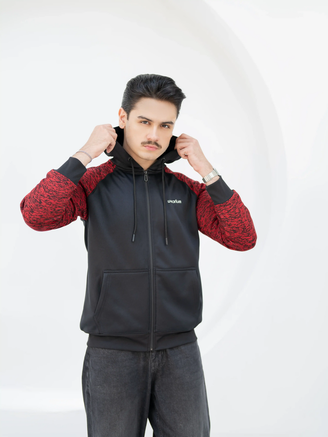 Contrast Roma ZipUp - Premium Black Maroon