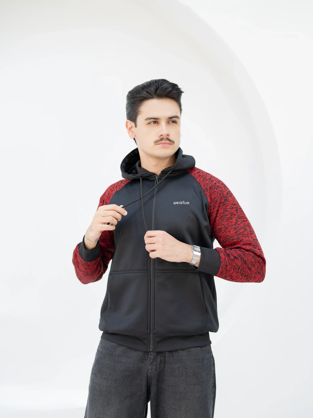 Contrast Roma ZipUp - Premium Black Maroon