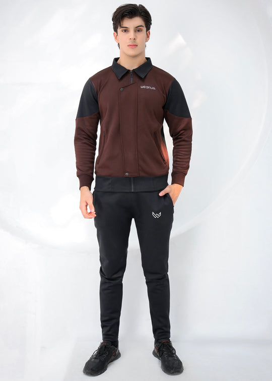  brown zipper jacket tracksuit
