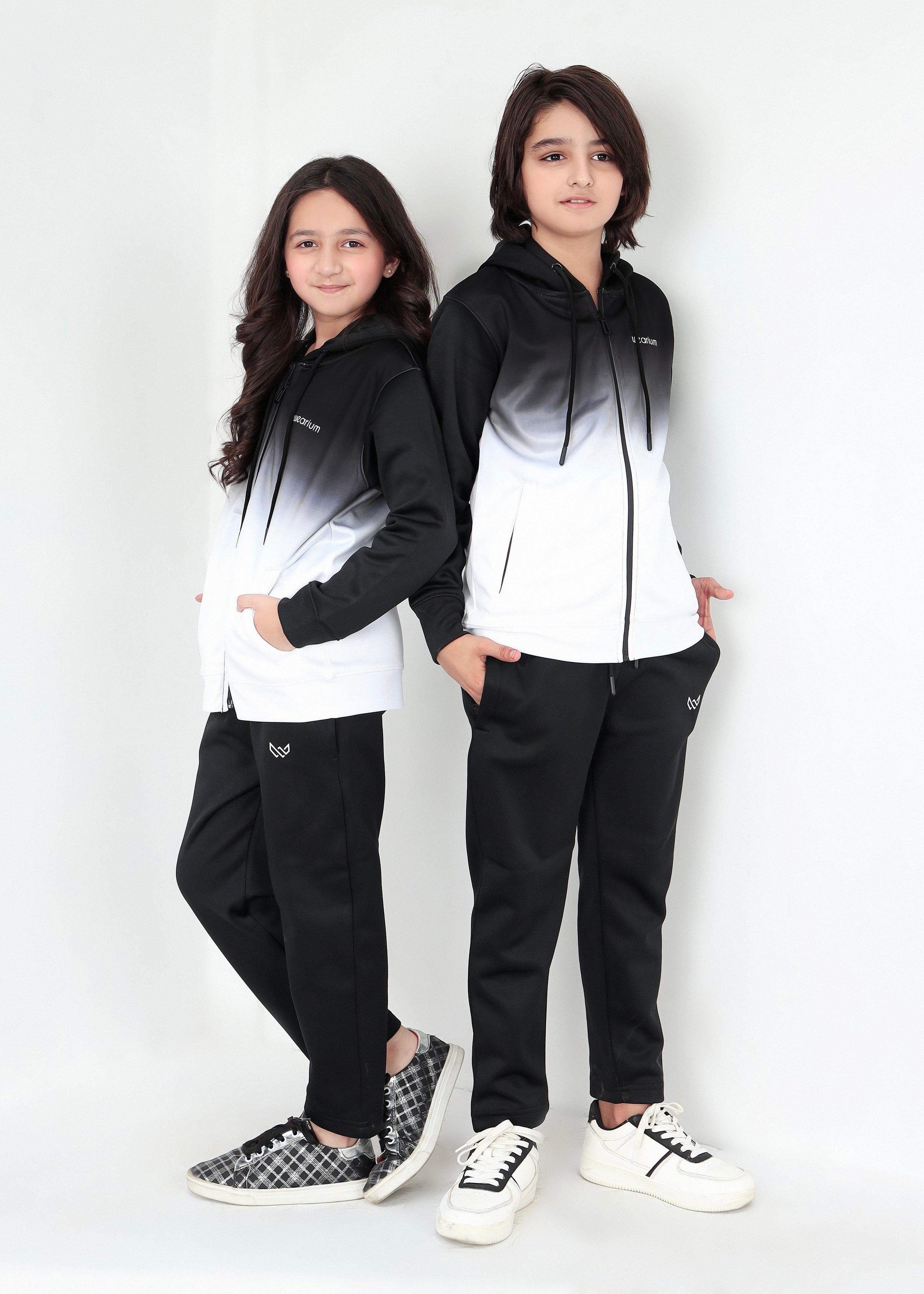 Black and white kids tracksuit