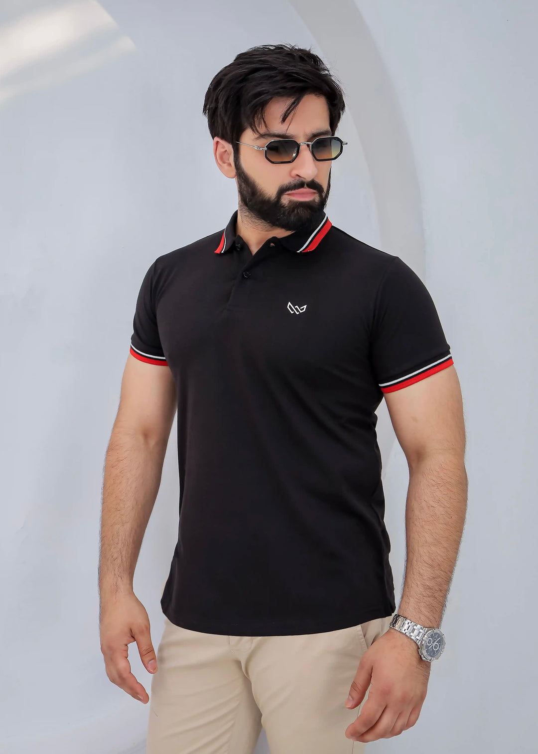 black cotton polo for males