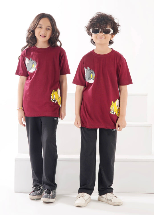 Tom & Jerry - Maroon Cotton Twinset