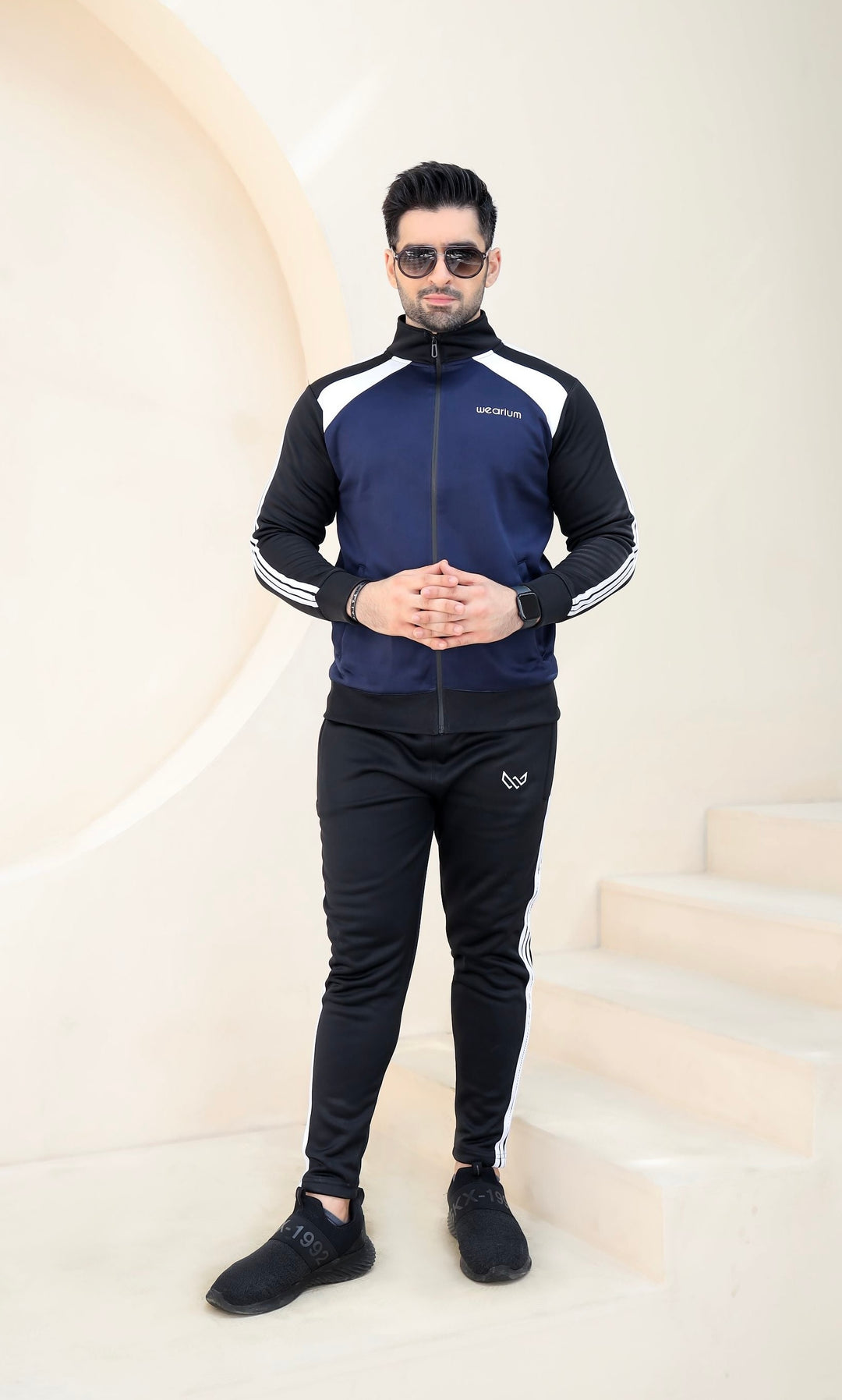 Black and Blue Tracksuit - Winter Tracksuit - Wearium