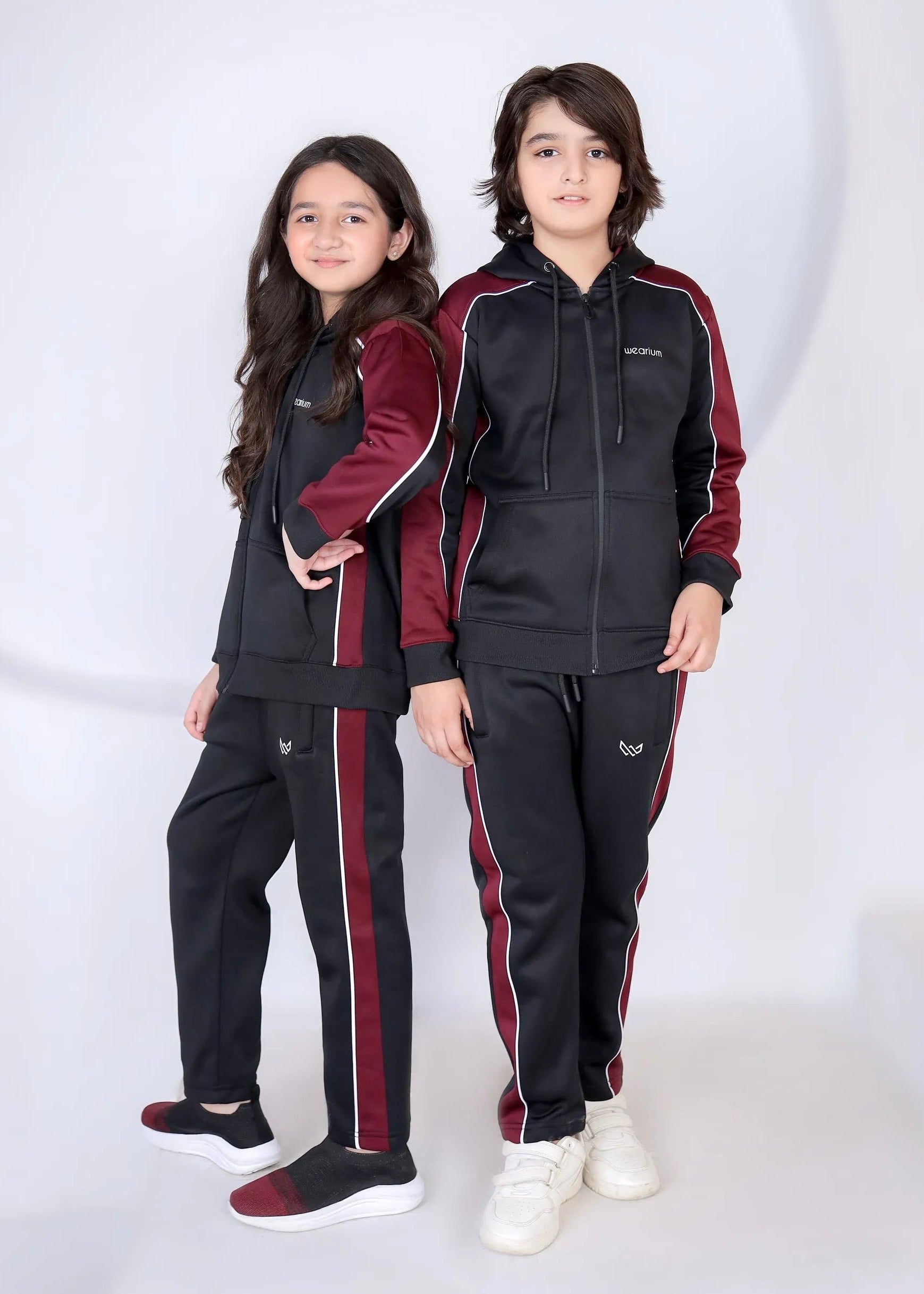 Maroon black kids winter tracksuit 