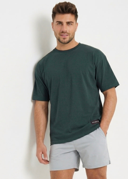 W Prime Oversized Tee - Dk Green 100% Cotton