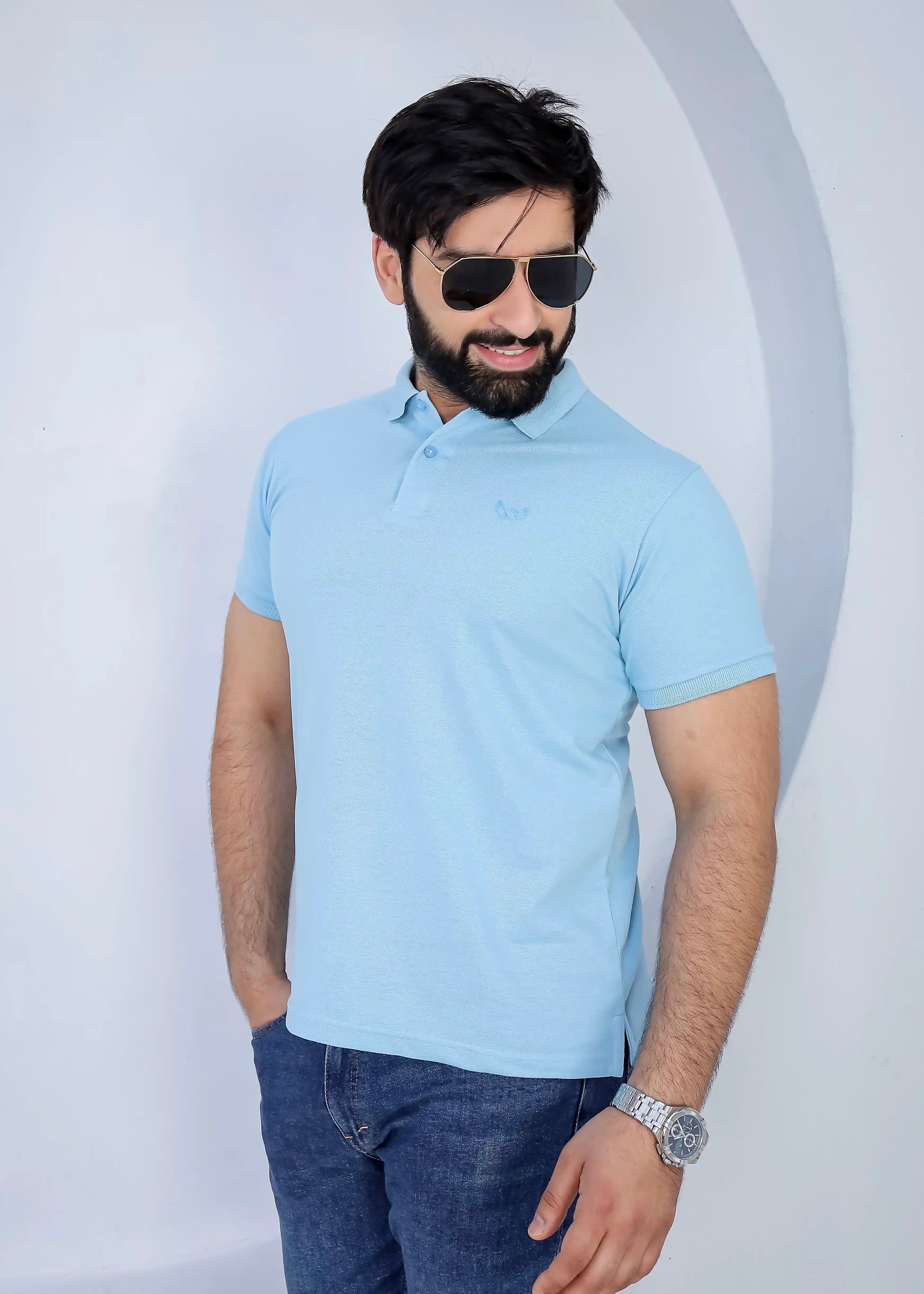 sky blue polo for men 