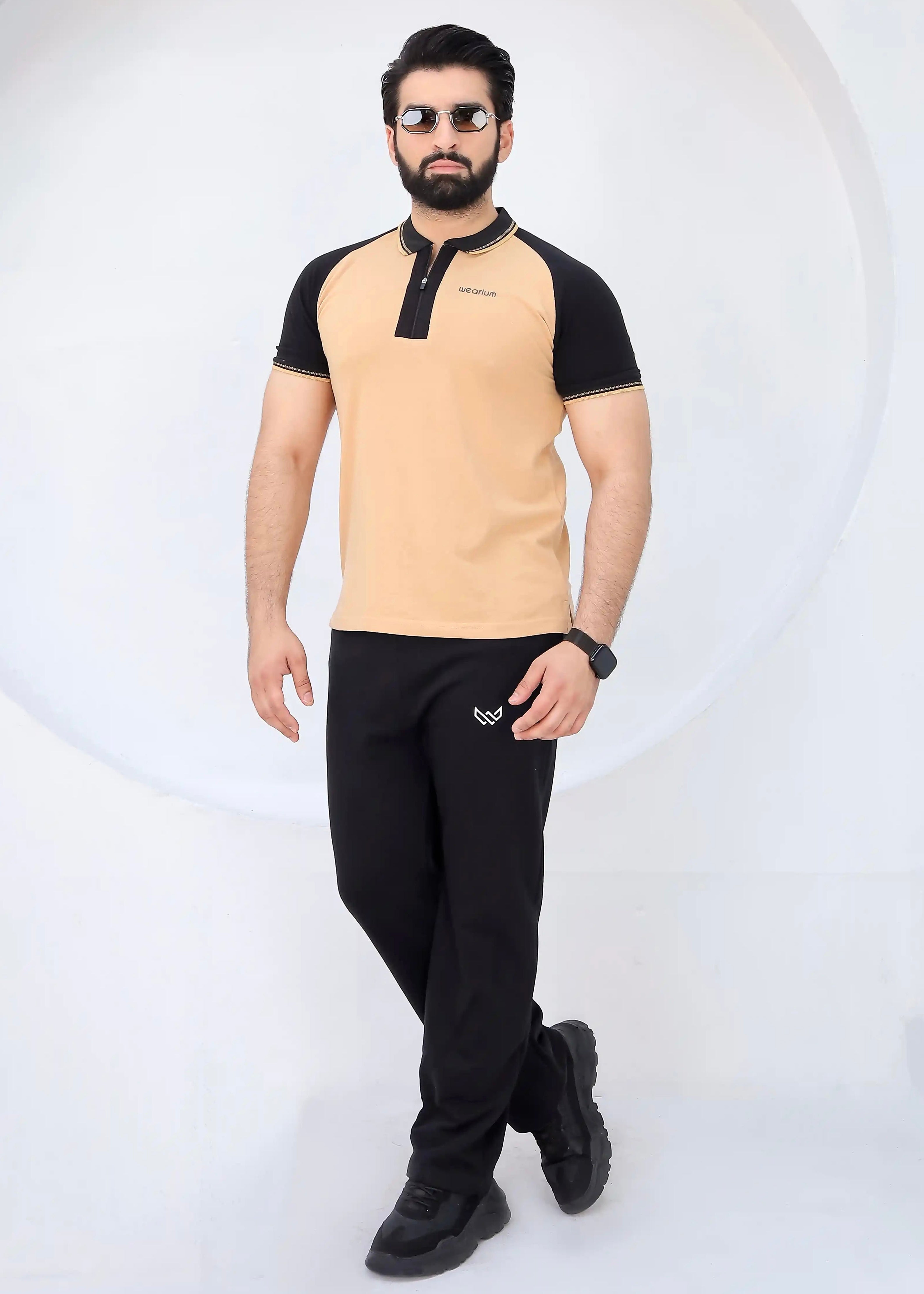beige cotton polo twinset