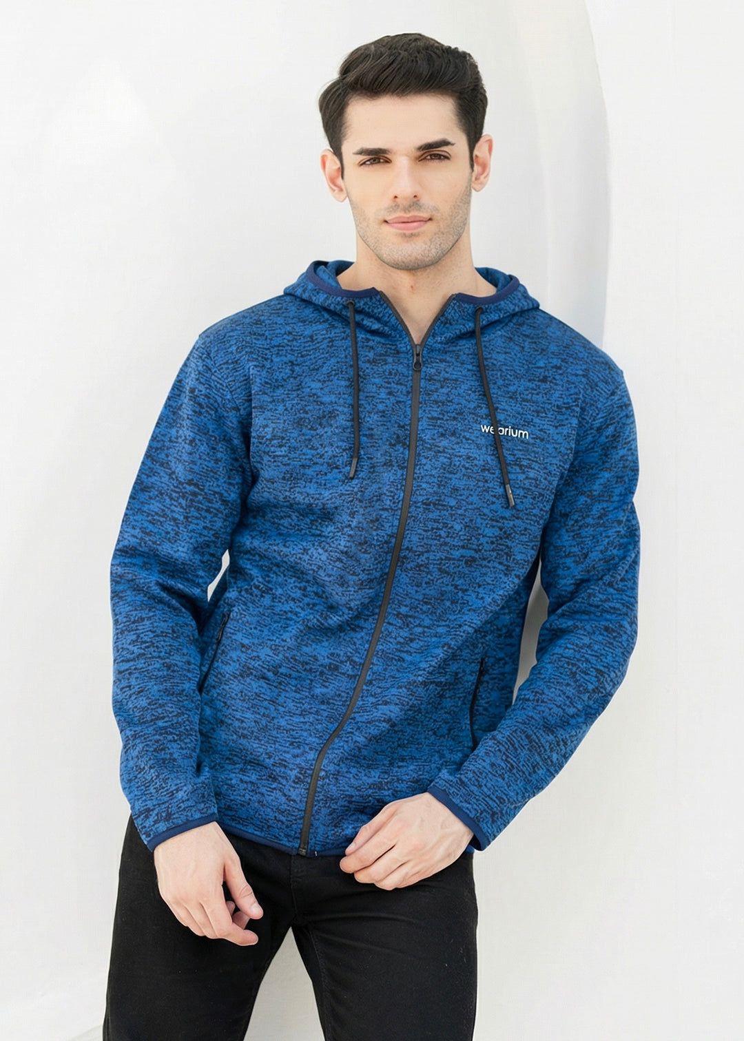 Blue Textured  Roma - Hoodie