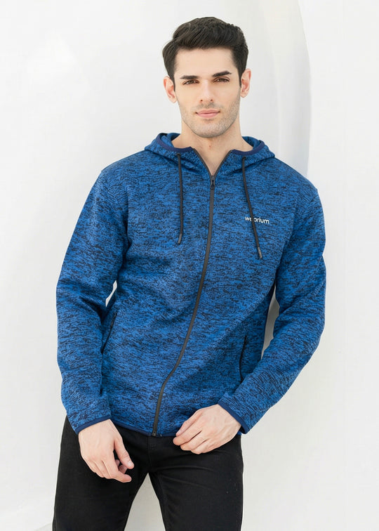 Blue Textured  Roma - Hoodie
