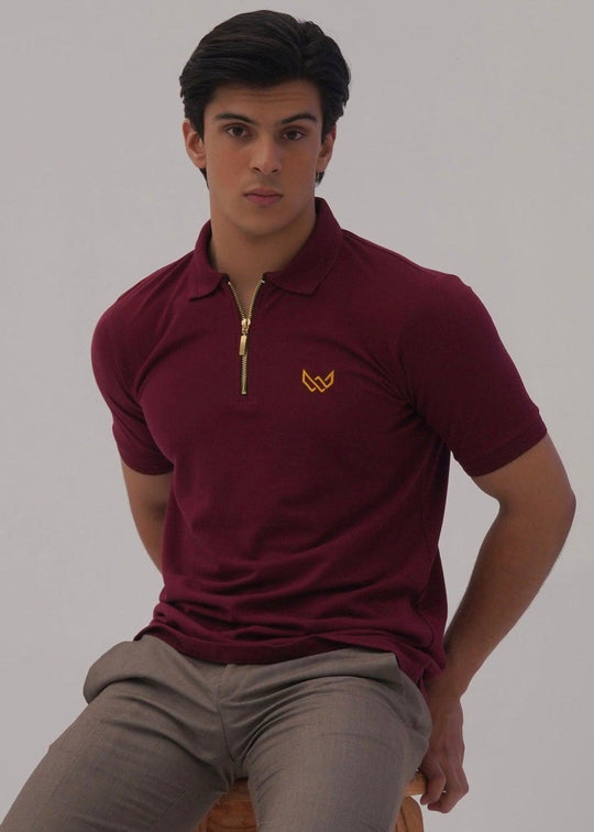 Maroon Zipup polo shirt