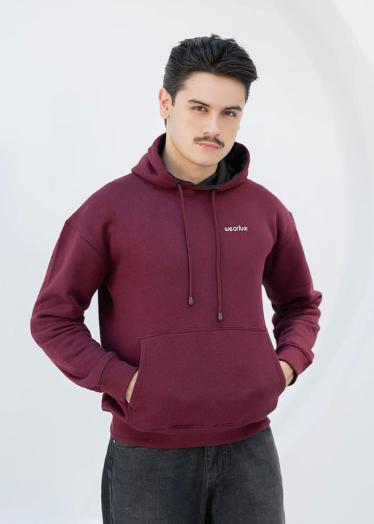 Basic Maroon Oversized Hoodie - Cotton Fleece