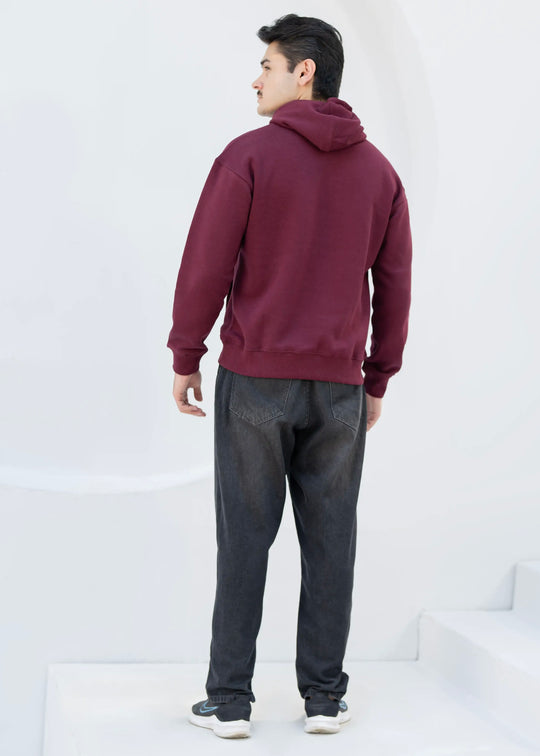 Basic Maroon Oversized Hoodie - Cotton Fleece