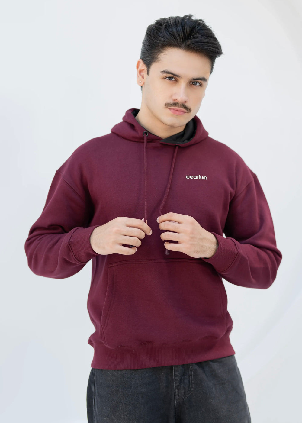 Basic Maroon Oversized Hoodie - Cotton Fleece