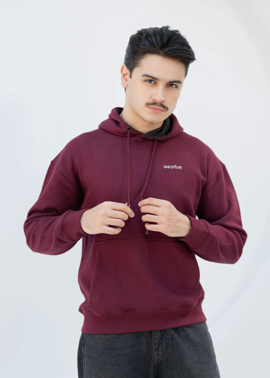 Basic Maroon Oversized Hoodie - Cotton Fleece