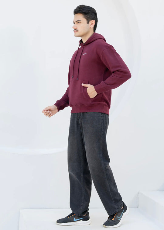 Basic Maroon Oversized Hoodie - Cotton Fleece