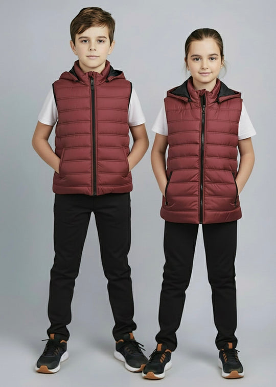 Removable Hood Puffer - Maroon Kids