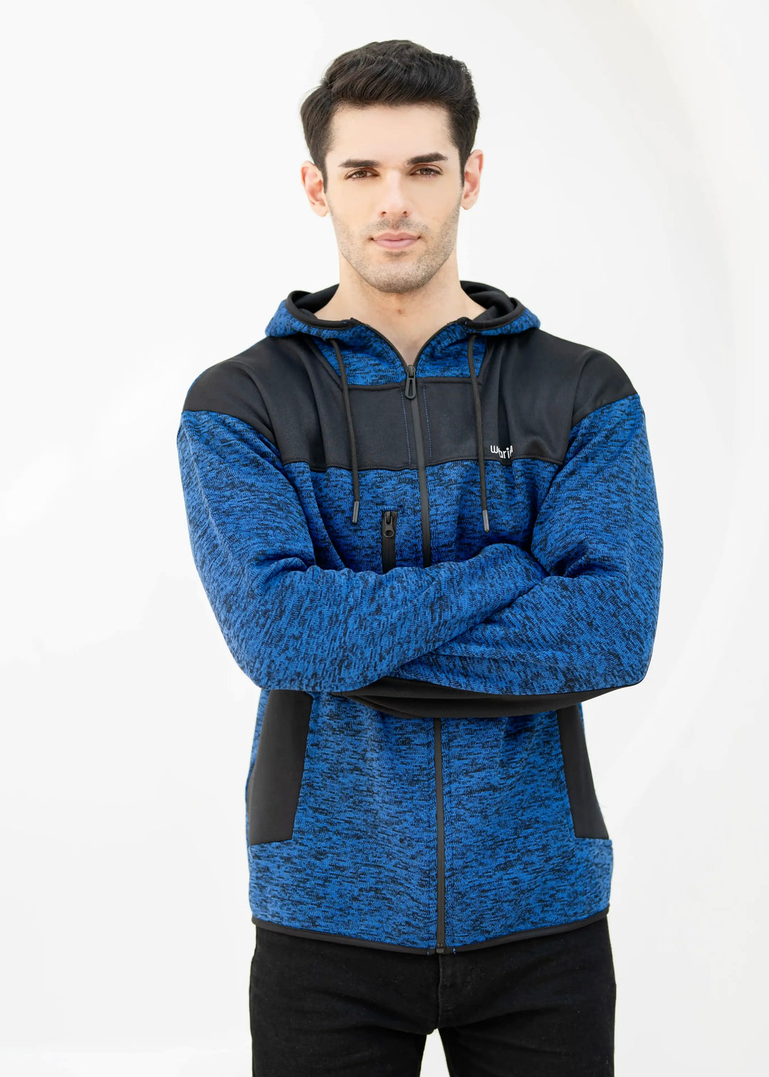 Roma Textured Hoodie - Navy/Black