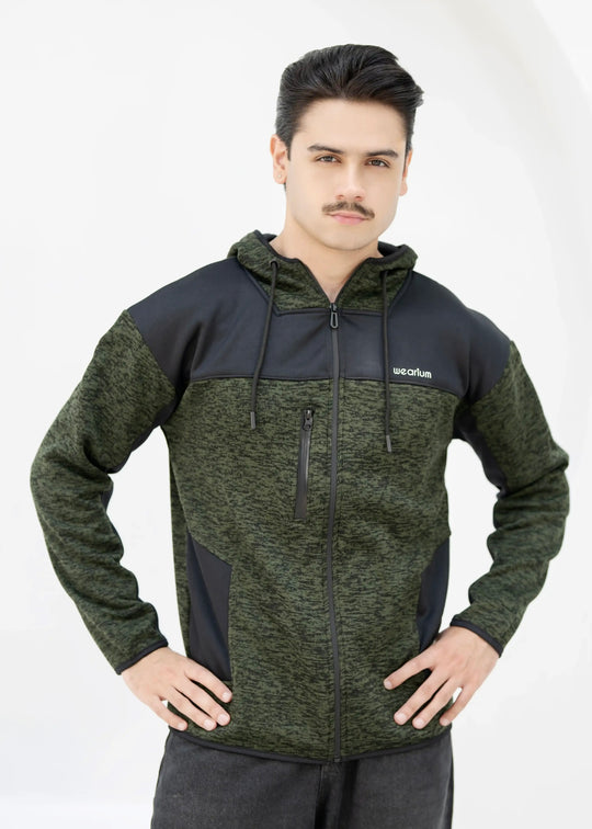 Rome Textured Hoodie - Olive/Black