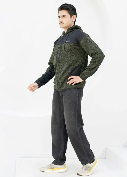 Rome Textured Hoodie - Olive/Black