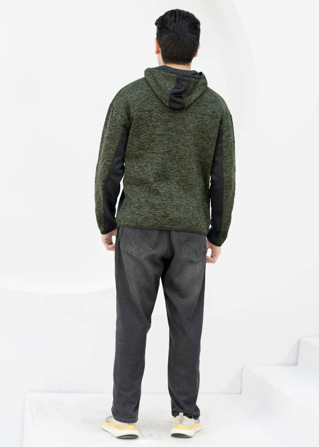 Rome Textured Hoodie - Olive/Black
