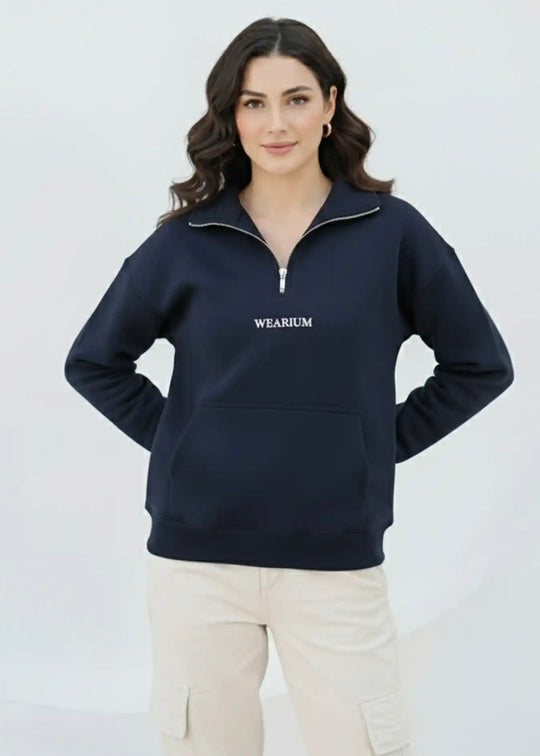 Quarter Zip Sweatshirt Women - Premium Cotton Fleece