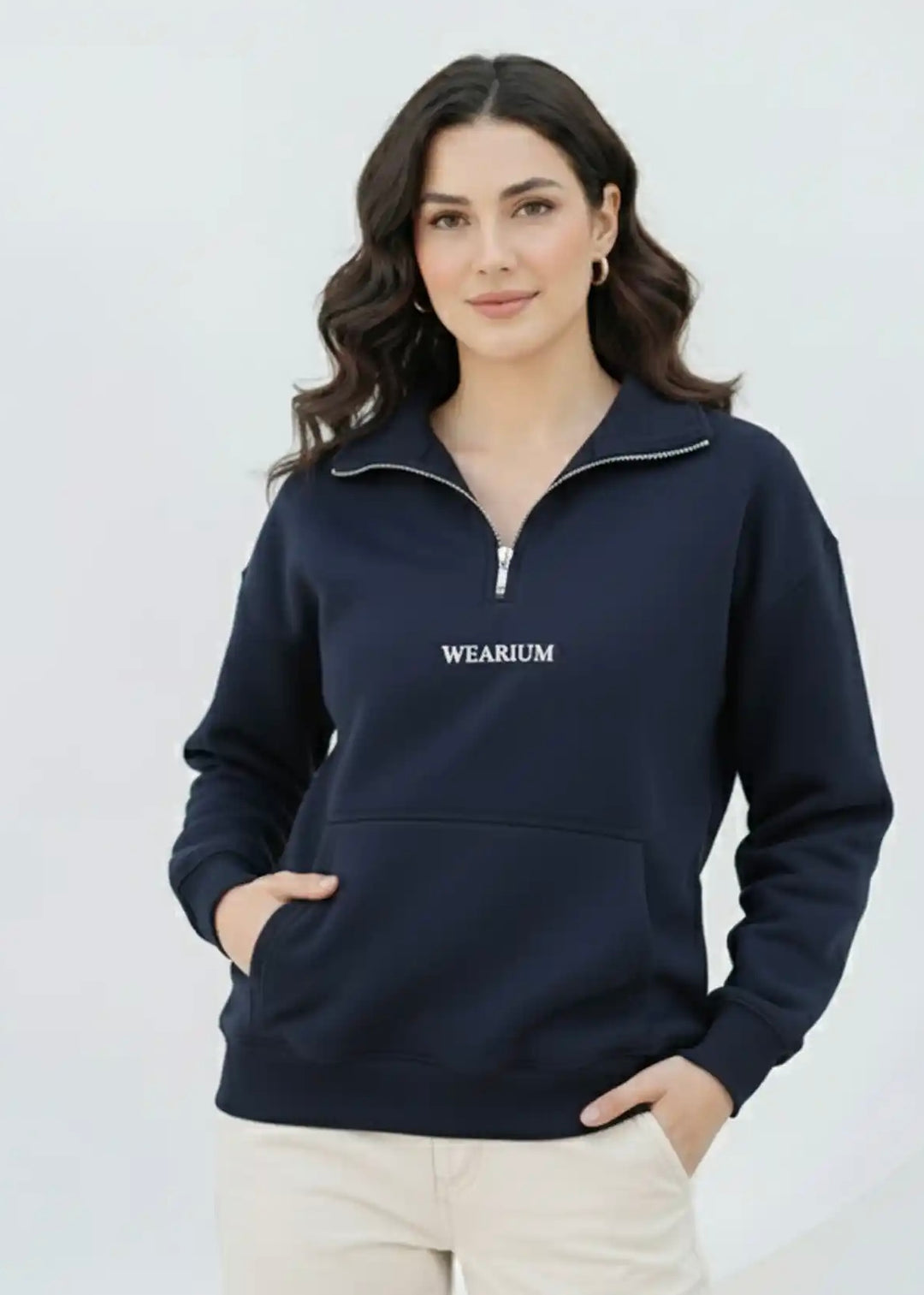 Quarter Zip Sweatshirt Women - Premium Cotton Fleece