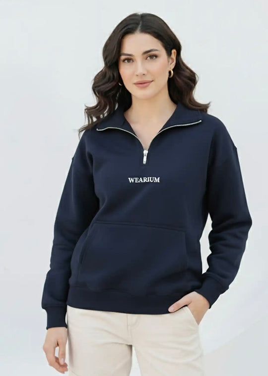 Quarter Zip Sweatshirt Women - Premium Cotton Fleece