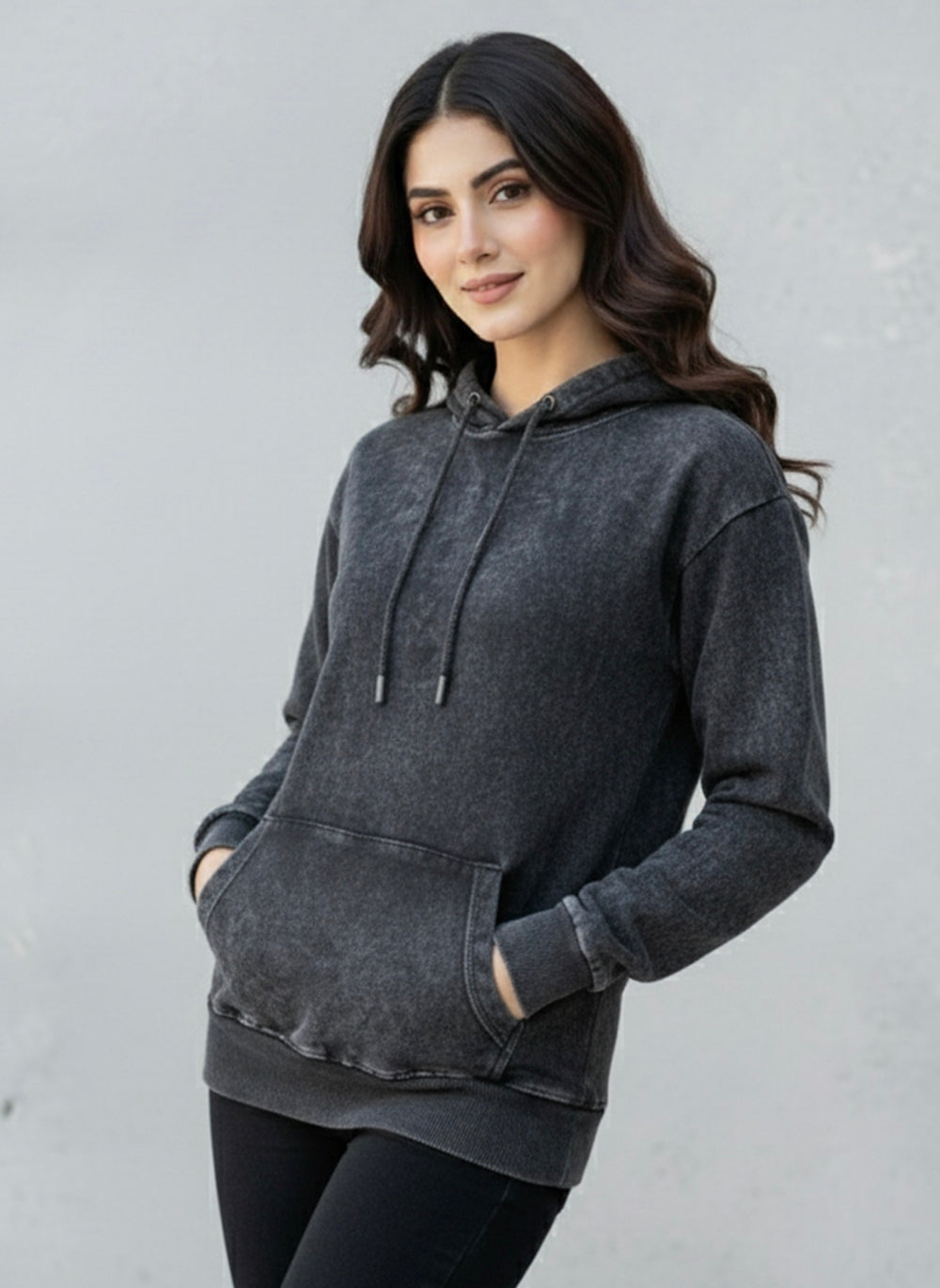 Acid Washed Hoodie - Premium Cotton Fleece