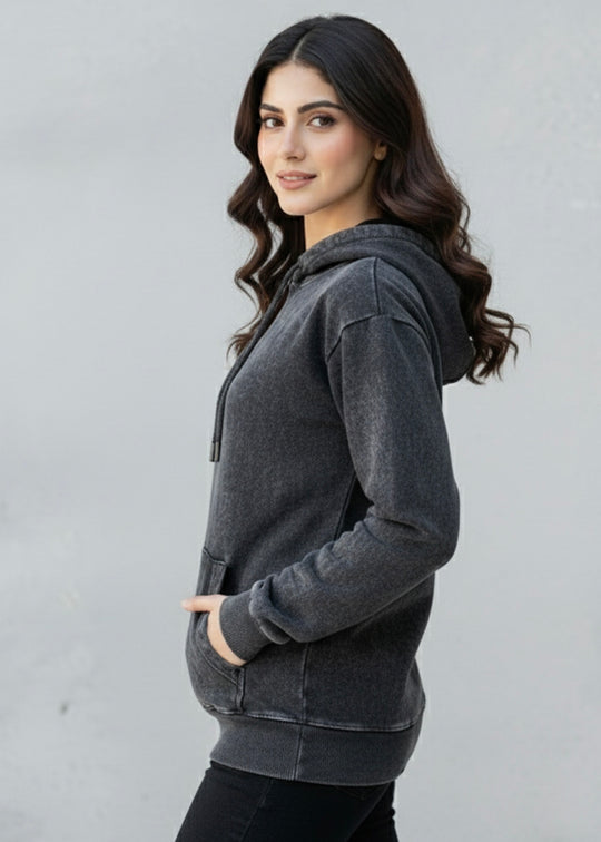 Acid Washed Hoodie - Premium Cotton Fleece