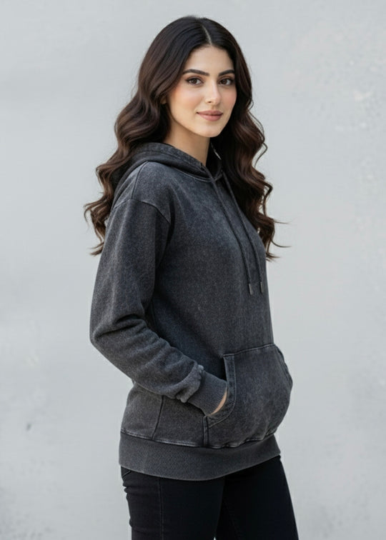 Acid Washed Hoodie - Premium Cotton Fleece
